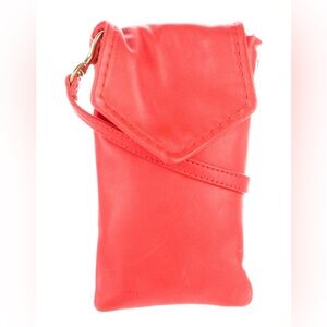 clare v red leather phone pouch